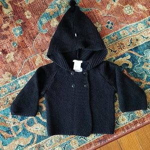 Jacadi Paris black hooded baby sweater